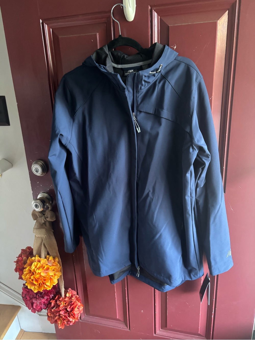 NWT New Balance Navy Hooded Raincoat